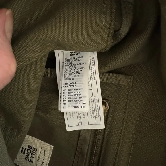 Billabong Backpack with Leather Strap Olive Green 17”x14” - Picture 13 of 13